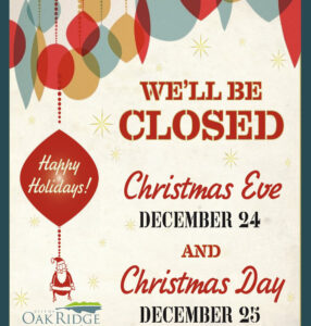 Closed for Christmas Holiday